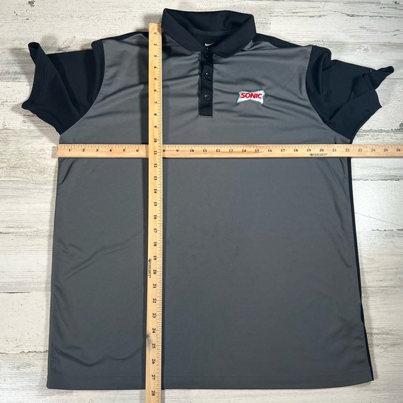 Nike Golf Men’s Sonic Performance Polo Shirt Black Gray Size Large Fast Food - Picture 6 of 6